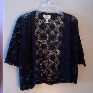 Beautiful crochet knitted style shrug to dress up or warm up a dress or top.